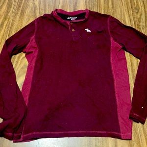 Abercrombie Kids 15-16 burgundy long sleeve polo